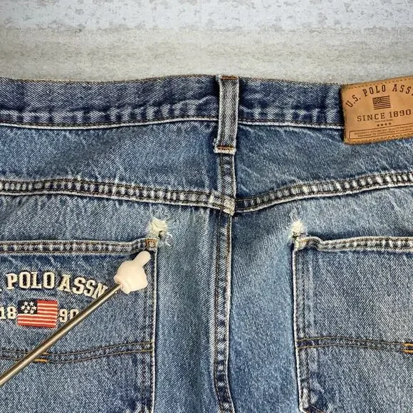 Vintage Skater Wide Leg Carpenter Jeans Polo Medium Wash Baggy Denim Y2K - Picture 7 of 9